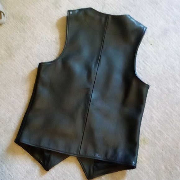 Harley black leather vest new men's small ladies medium chest best 38" - Picture 8 of 10